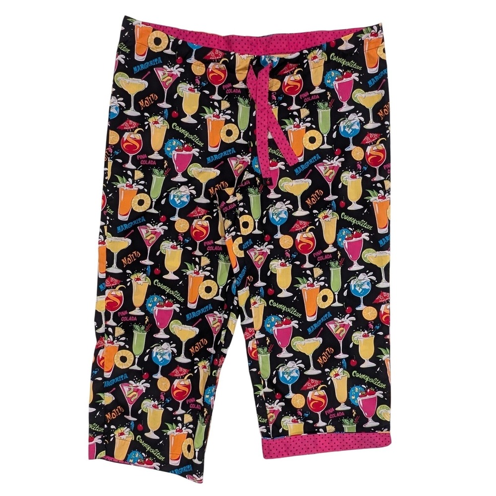 Nick & Nora Capri Pajama Pants Cotton Drinks Party Cocktail Margarita Mojito M